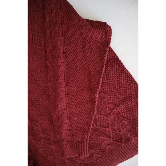 Old Navy 474410-01 Men's Sz L Wine Country/Maroon Cozy Cable-Knit Cotton Sweater - Picture 4 of 6